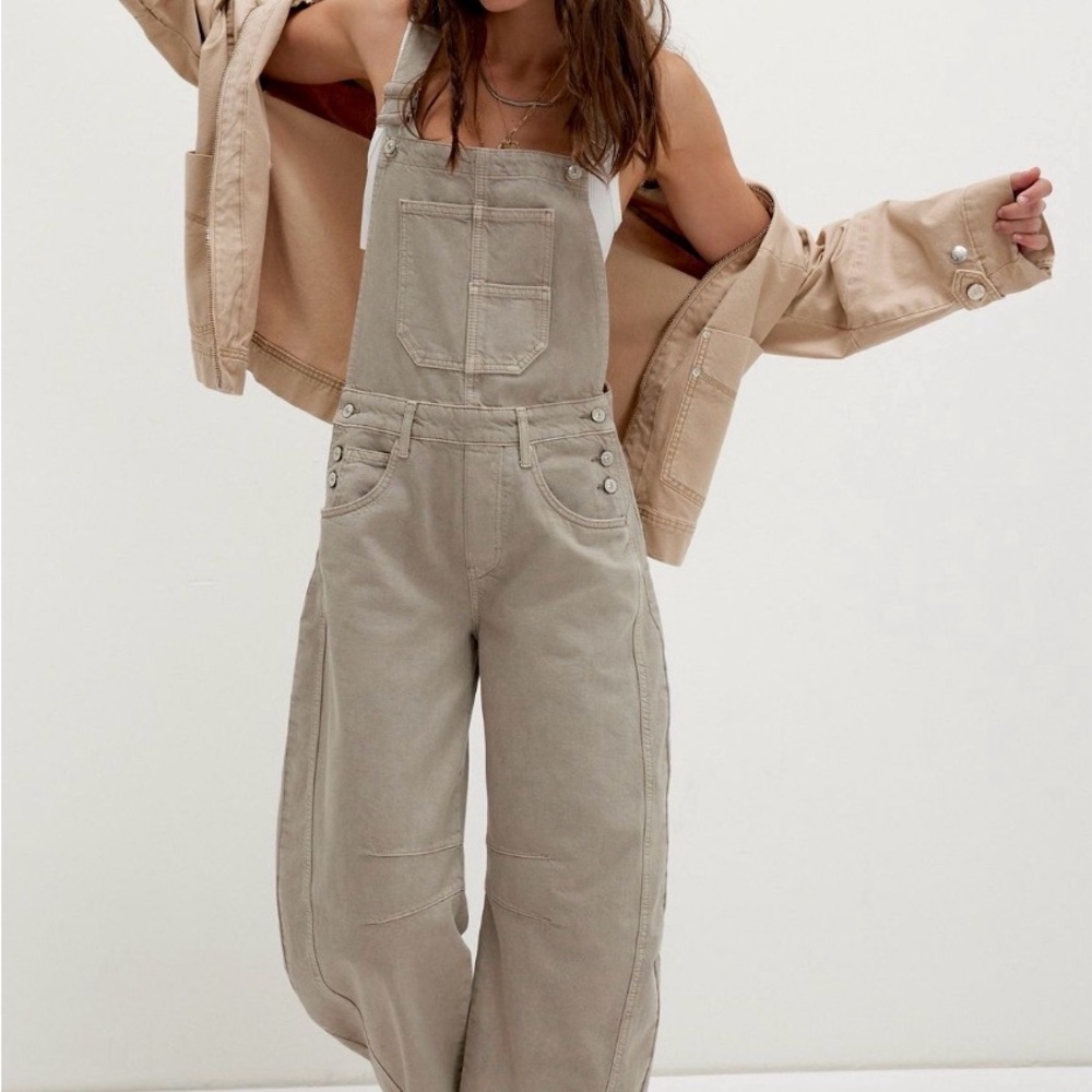 Free People Good Luck Barrel Overalls